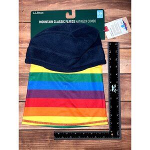 PRIDE L.L.Bean Mountain Classic Fleece Hat/Neck Combo S-M Rainbow Stripe